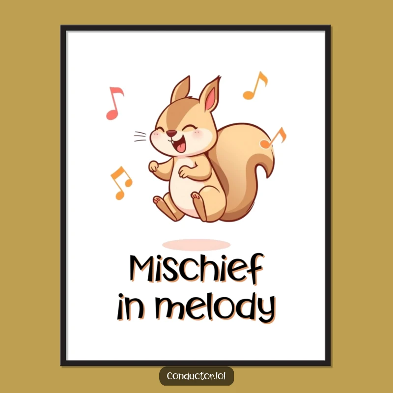 Funny Squirrel Musician Digital Art Print: Bring Playful Music to Your Walls