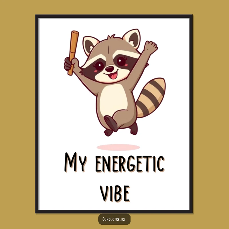 Funny Raccoon Conductor Digital Art: Bring Energetic Joy to Your Space!