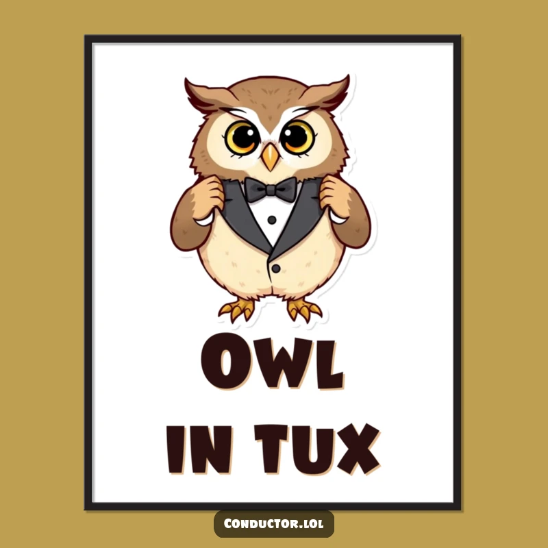 Funny Owl Tuxedo Digital Art: Print Sophisticated Art Instantly