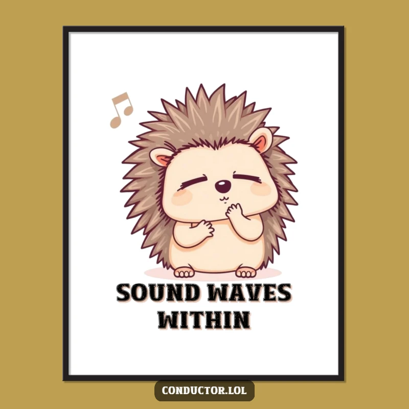 Funny Hedgehog Musical Moment Digital Art Print - Instant Humorous Decor Gift