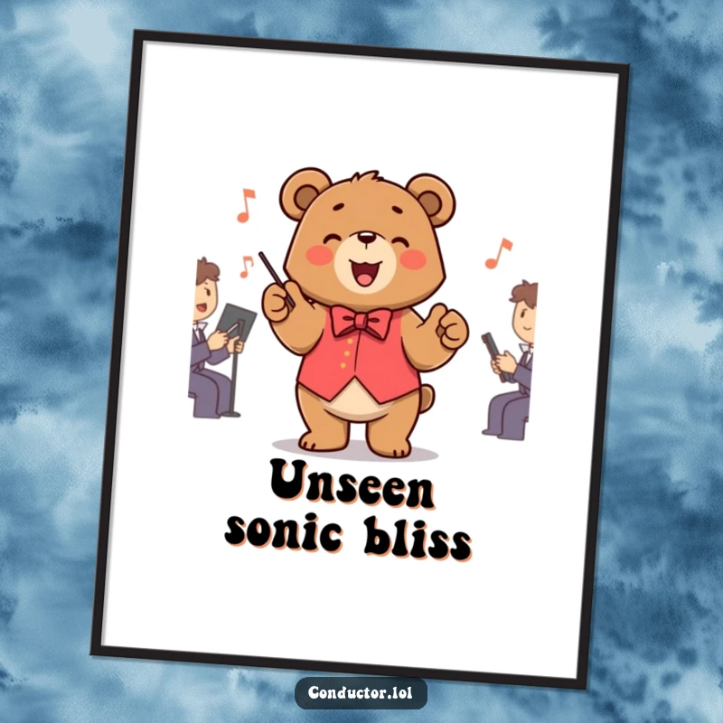 Funny Bear Conductor Digital Art Print: A cheerful bear leading an orchestra, bringing instant musical joy to any digital display.