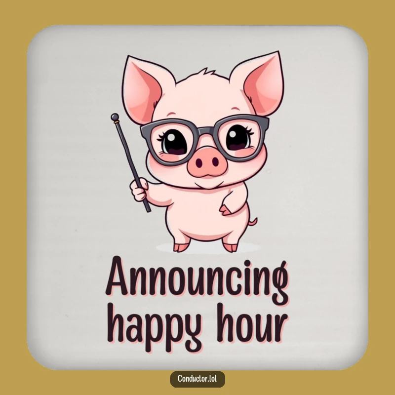Funny Piglet Orator Drink Coaster: Humorous Gift for Dramatic Tables