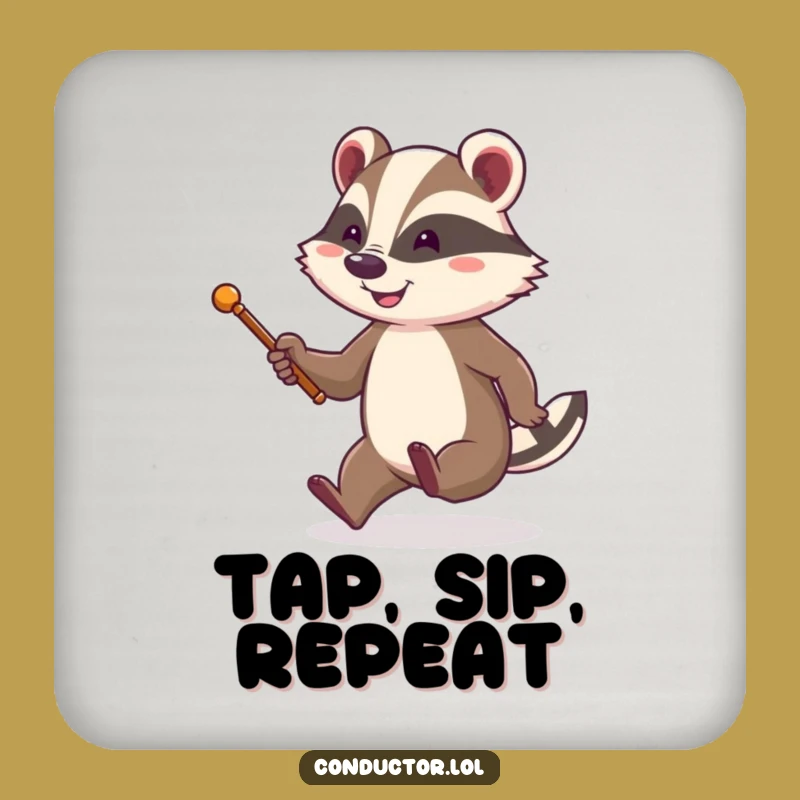 Funny Badger Conductor Coaster: Direct Your Drinks with Style