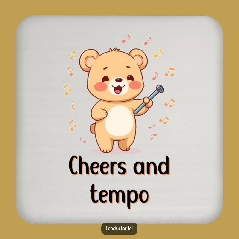 Funny Bear Cub Conductor Coaster - Energetic Table Protection