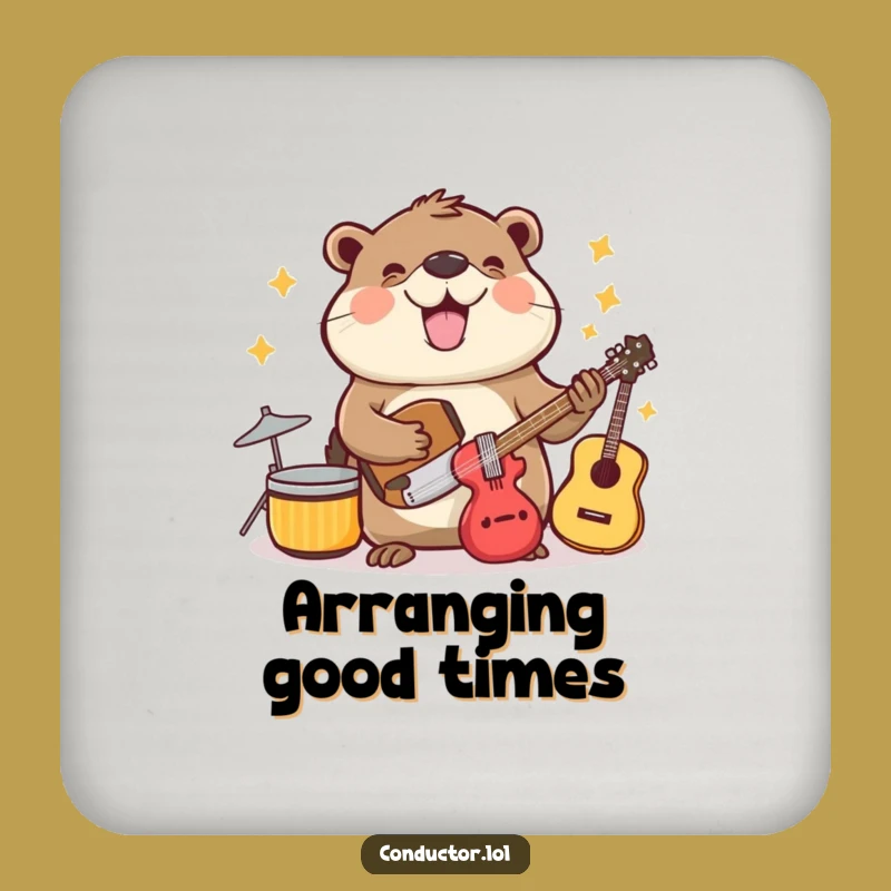 Funny Beaver Music Drink Coaster: Organizer's Accent, Cheerful Table Gift