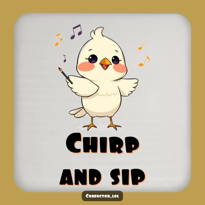 Funny Bird Conductor Coaster - Protect Surfaces with Maestro's Focused Style