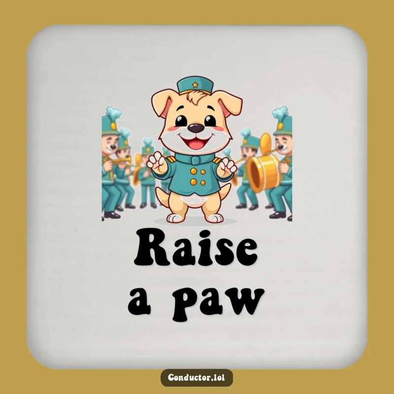 Funny Dog Band Director Drink Coaster, Pooch's Marching Table Protection