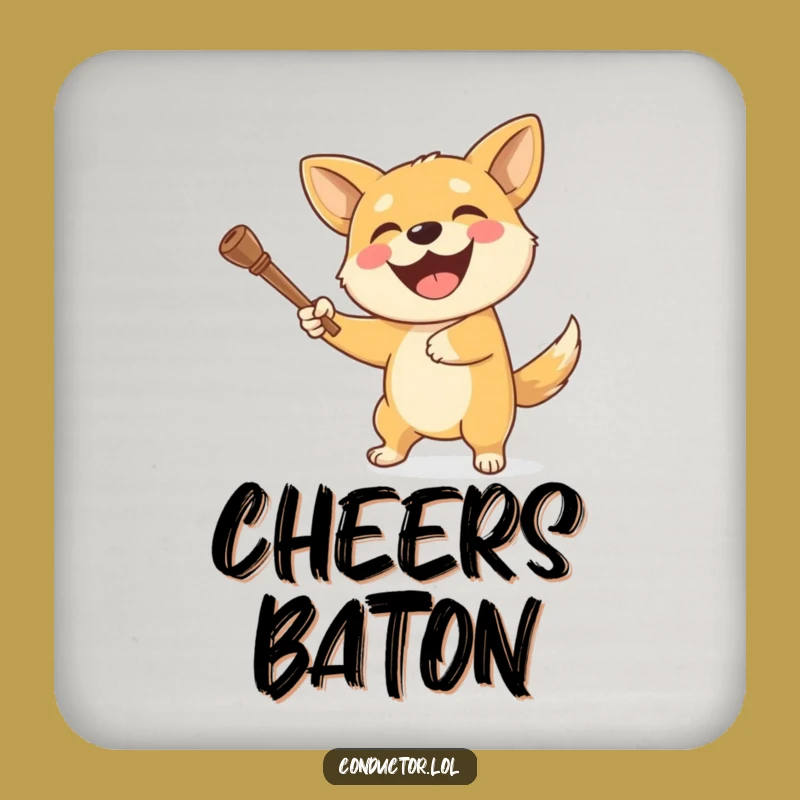 Funny Dog Baton Twirler Coaster: Protect Surfaces with Canine Charm