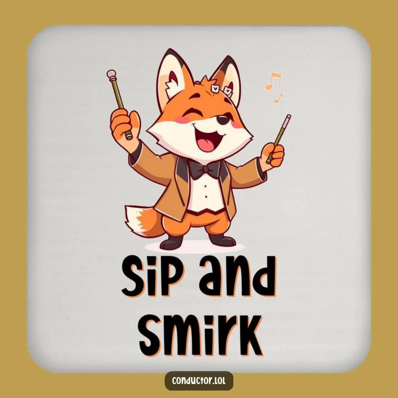 Funny Fox Conductor Coasters: Protect Surfaces with Maestro Drama