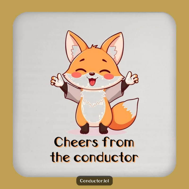 Funny Maestro Fox Coaster: Direct Your Drinks with Enthusiastic Charm