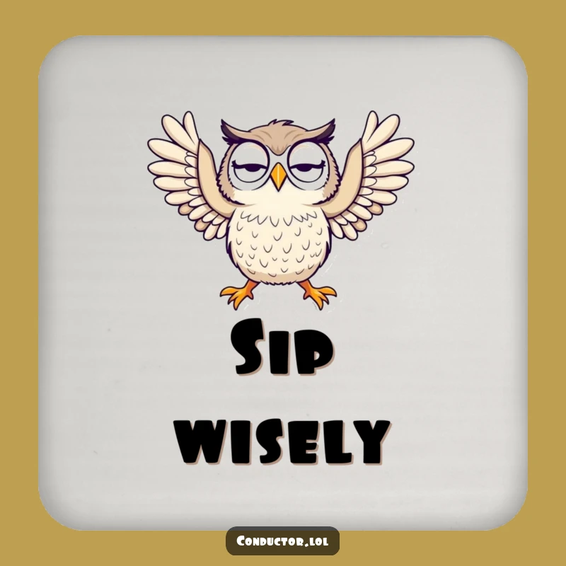 Funny Owl Drink Coaster - Dramatic Arm Gesture Protector for Tables