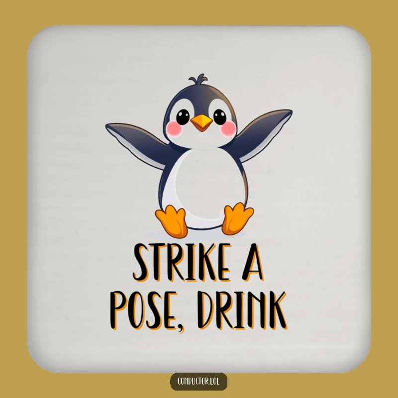 Funny Penguin Pose Coasters: Protect Surfaces with Dramatic Style