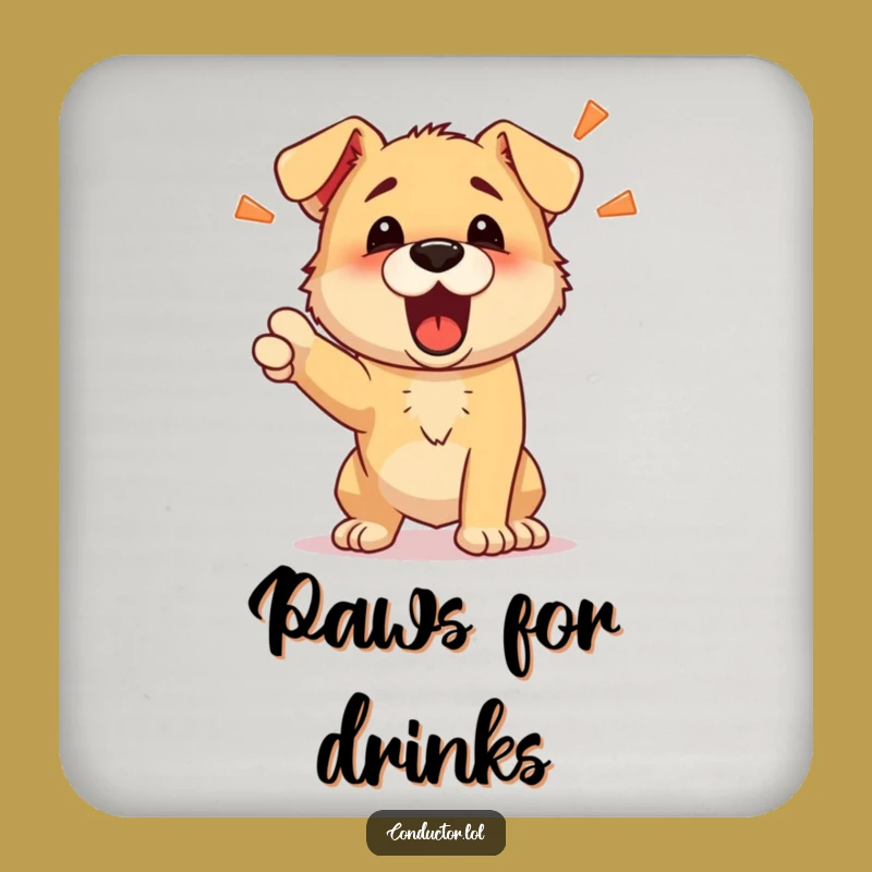 Funny Puppy Commander Drink Coaster - Energetic Barking Protector for Tables