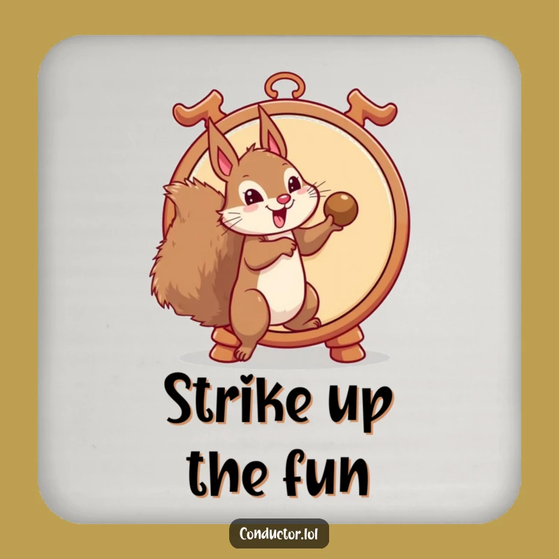 Funny Squirrel Gong Strike Coasters: Protect Surfaces with Humorous Flair