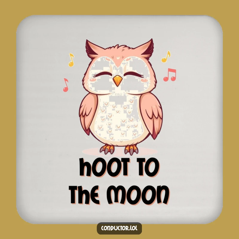 Funny Giggling Owl Music Coaster: Protect Surfaces with Peace - Great Gift!