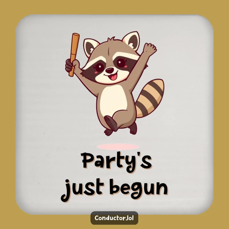 Funny Raccoon Conductor Coaster Set: Protect Surfaces with Playful Beats!