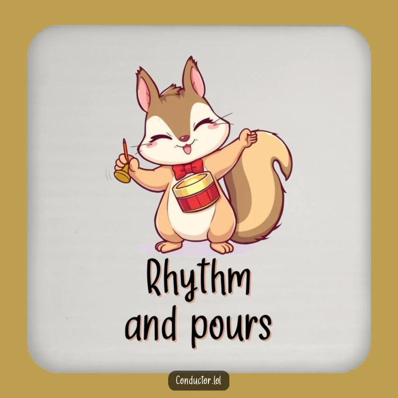 Funny Squirrel Conductor Coaster - Protect Surfaces with Maestro's Humorous Style