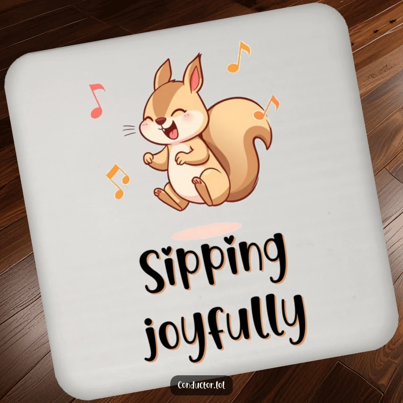 Funny Squirrel Musician Coaster: A playful squirrel leaping between high and low musical notes, adding a fun touch to tables.