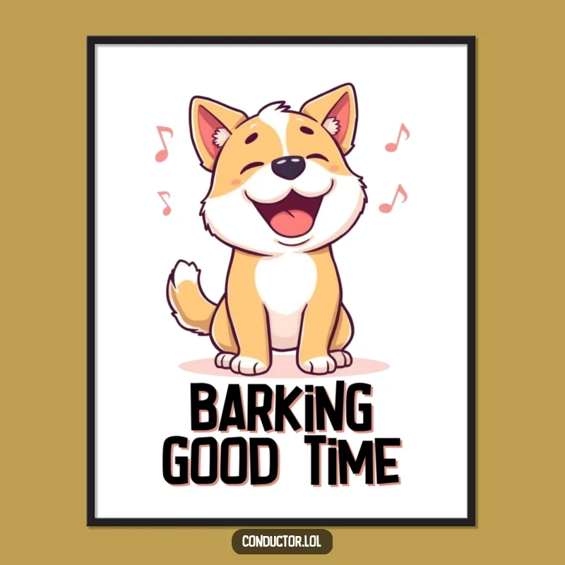 Funny Dog Music Poster - Add Humorous Barking Beats to Your Walls