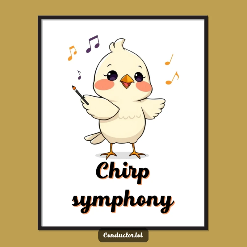 Funny Bird Conductor Poster - Focused Maestro Art for Music Lovers' Walls