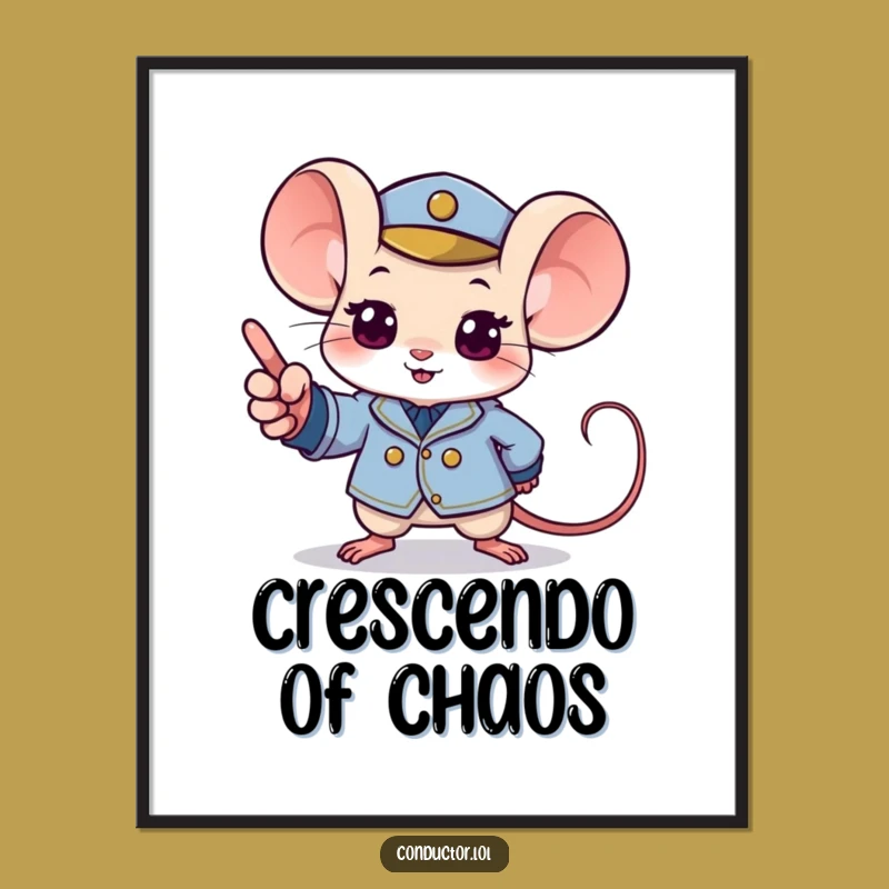 Funny Mouse Conductor Poster: Determined Maestro Wall Art Gift