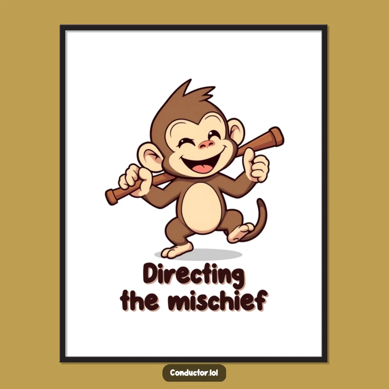 Funny Monkey Conductor Poster: Decorate with Primate Pizzazz