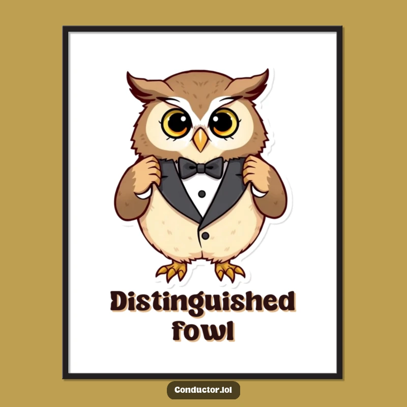 Funny Owl Tuxedo Poster: Wall Art for the Classy Humor Lover