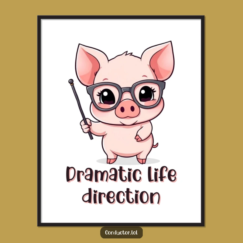 Funny Piglet Orator Art Poster: Humorous Wall Decor Gift for Thinkers