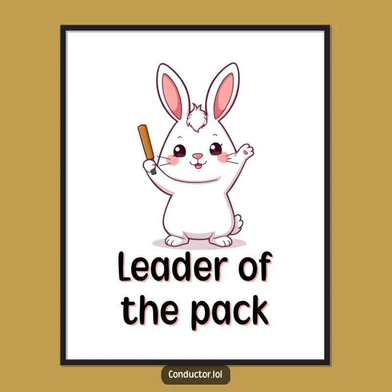 Funny Rabbit Conductor Poster: Elegant Art with a Stern Smile