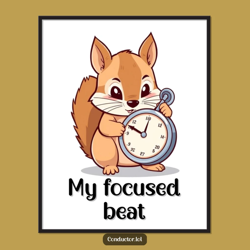 Funny Squirrel Metronome Poster: Focused Rhythm for Your Walls