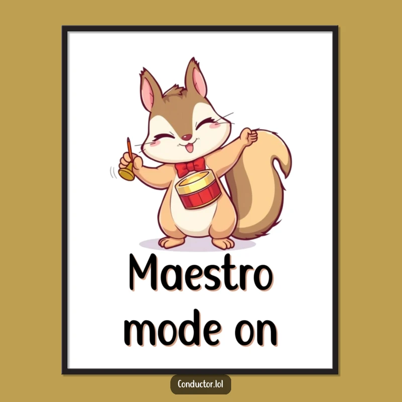 Funny Squirrel Conductor Poster - Dramatic Cymbal Tap Art for Music Lovers' Walls