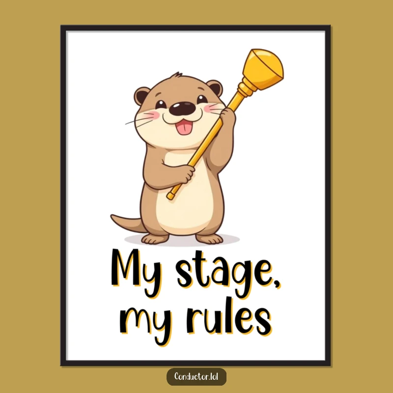 Funny Otter Conductor Poster: Vibrant & Hilarious Wall Art for Music Rooms