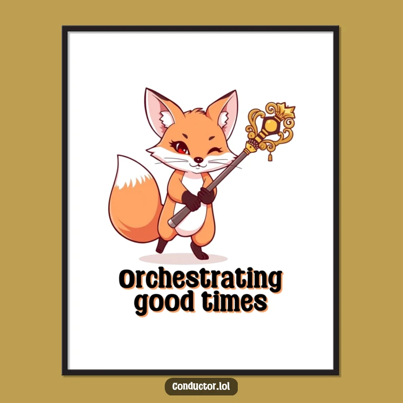 Funny Fox Conductor Poster: Bring Mischievous Maestro Art Home