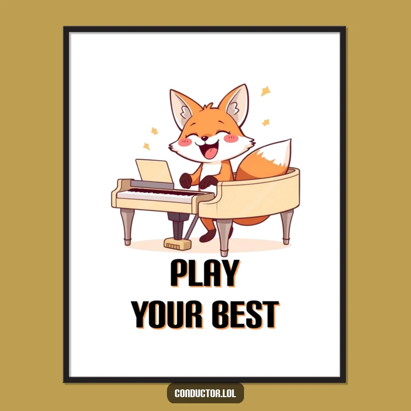 Funny Fox Piano Poster - Add Humorous Musical Vibes to Your Walls