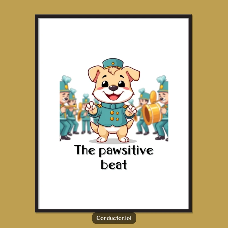 Funny Dog Band Director Poster, Proud Pooch's Marching Art Print