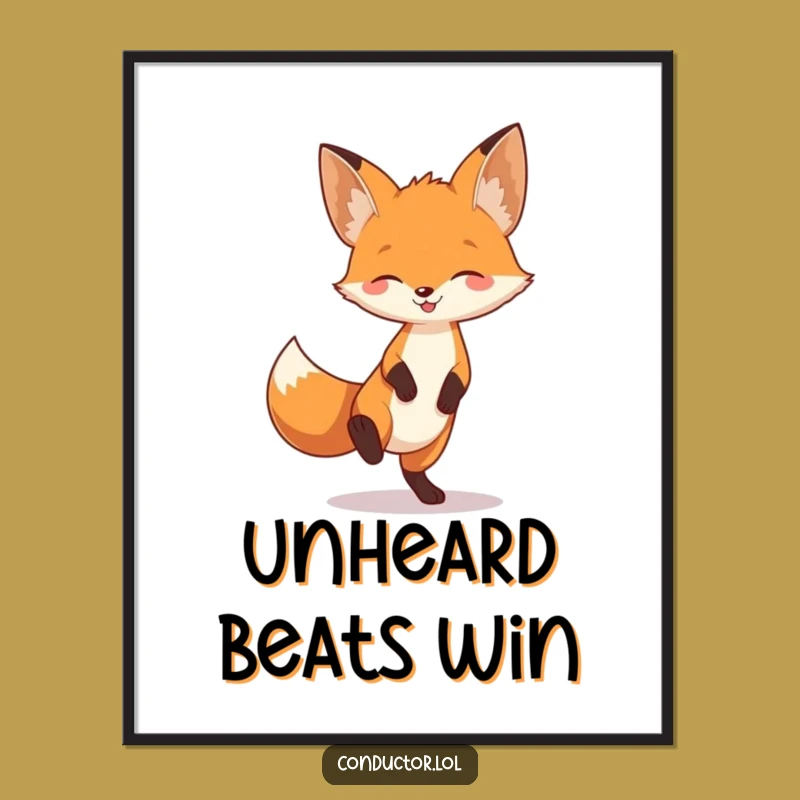 Funny Fox Tapping Foot Poster: Cheerful Animal Art Print, Whimsical Decor Gift