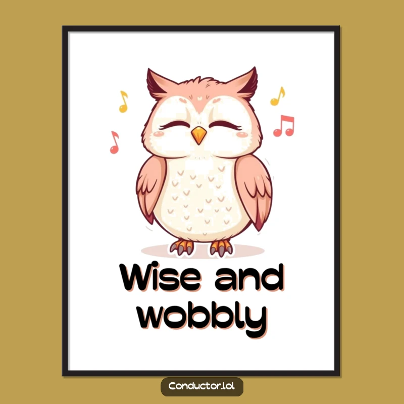 Funny Giggling Owl Music Poster: Add Chill Vibes to Your Walls - Great Gift!