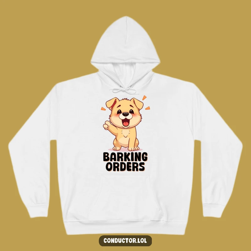 Funny Puppy Commander Hoodie - Cozy Energetic Barking Sweatshirt