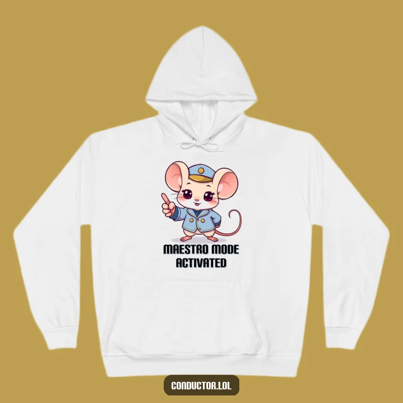 Funny Mouse Conductor Hoodie: Cozy Tiny Uniform Sweatshirt Gift