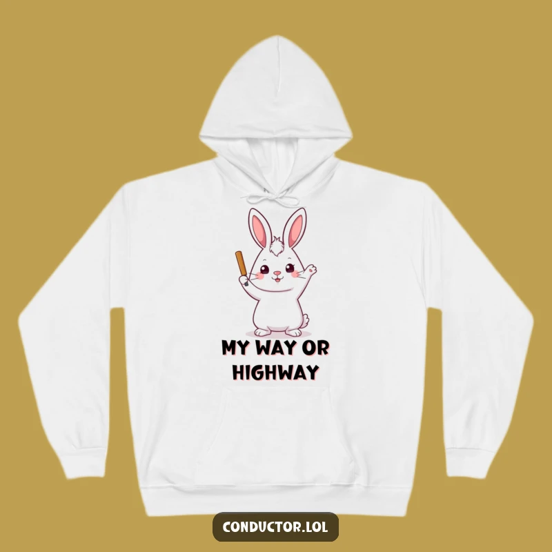 Funny Rabbit Conductor Hoodie: Stay Warm with Authoritative Charm