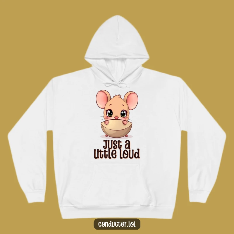 Funny Surprised Mouse Cymbal Hoodie: Cozy Sweatshirt for Jump Scares & Music Fans
