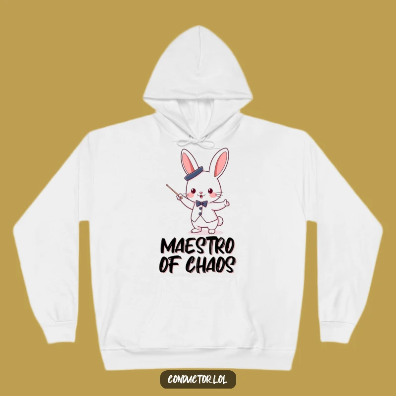 Cozy Funny Bunny Conductor Hoodie: Maestro of Warmth & Fun