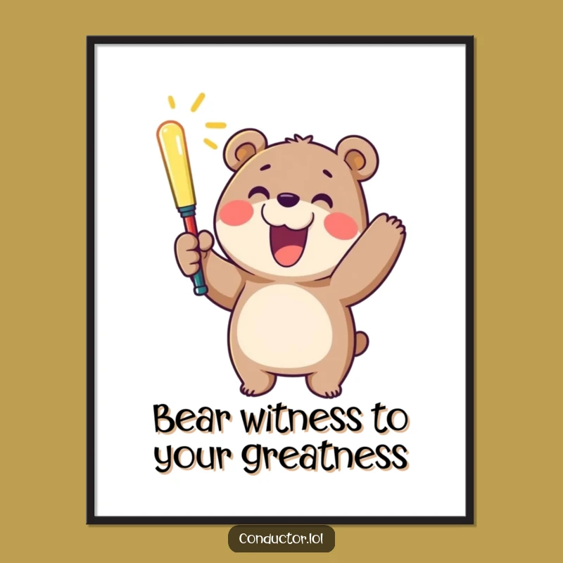 Free Printable Wall Art: Cheerful Bear Conductor Design, Downloadable Joyful Decor