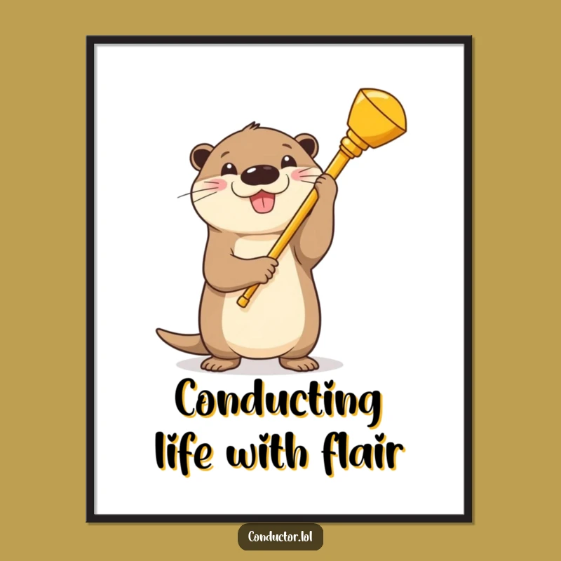 Free Printable Wall Art: Funny Otter Conductor Leading the Symphony of Joy!