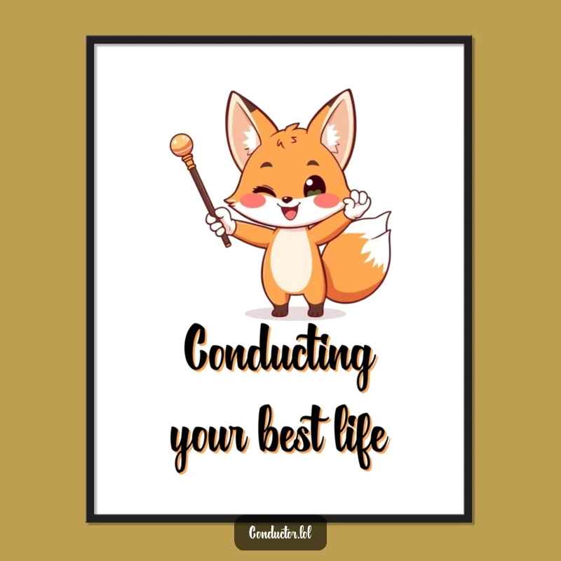 Funny Free Printable Wall Art: Elegant Fox Conductor Decor Downloadable Gift