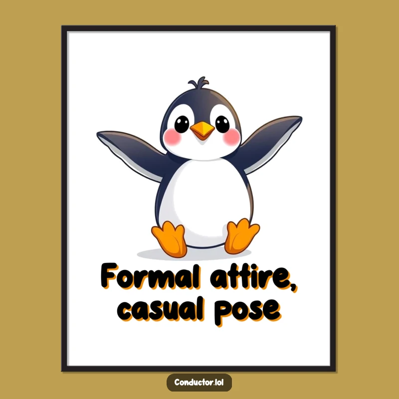 Funny Free Printable Wall Art: Penguin Pose Humorous Downloadable Home Decor