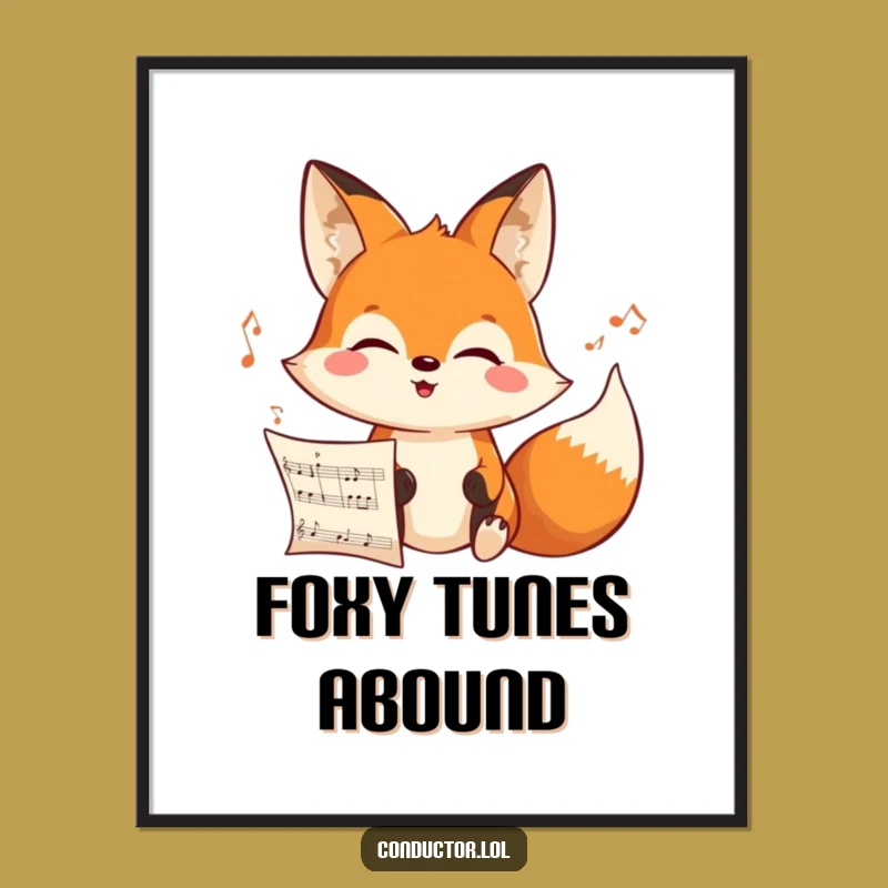 Free Printable Wall Art: Joyful Fox Music Lover, Funny Downloadable Art