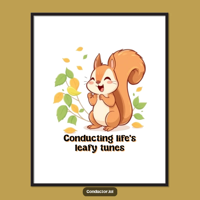 Free Printable Squirrel Wall Art: Funny Conductor Downloadable Decor