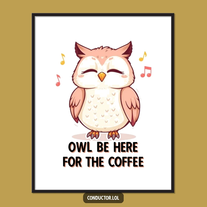 Free Printable Wall Art: Giggling Owl Jam Session, Downloadable Whimsical Decor