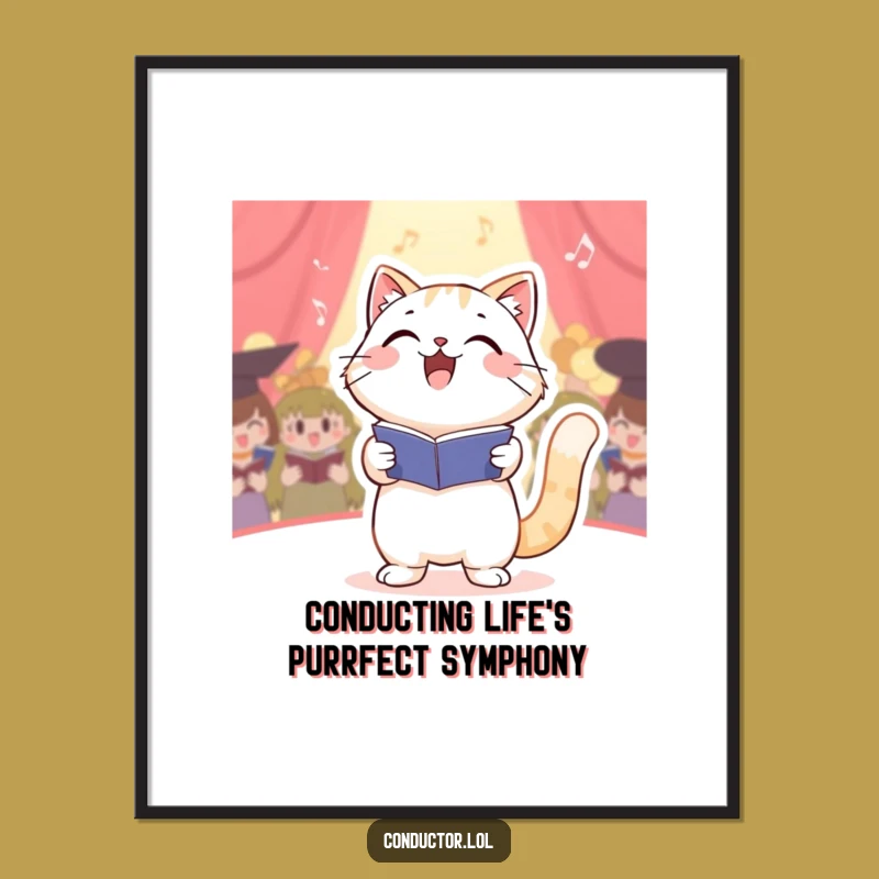 Funny Free Printable Wall Art: Cat Conductor Choir - Humorous Downloadable Home Decor
